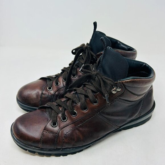 Prada Brown Sneakers with Distressed Leather and Rugged Sole - Picture 4 of 13